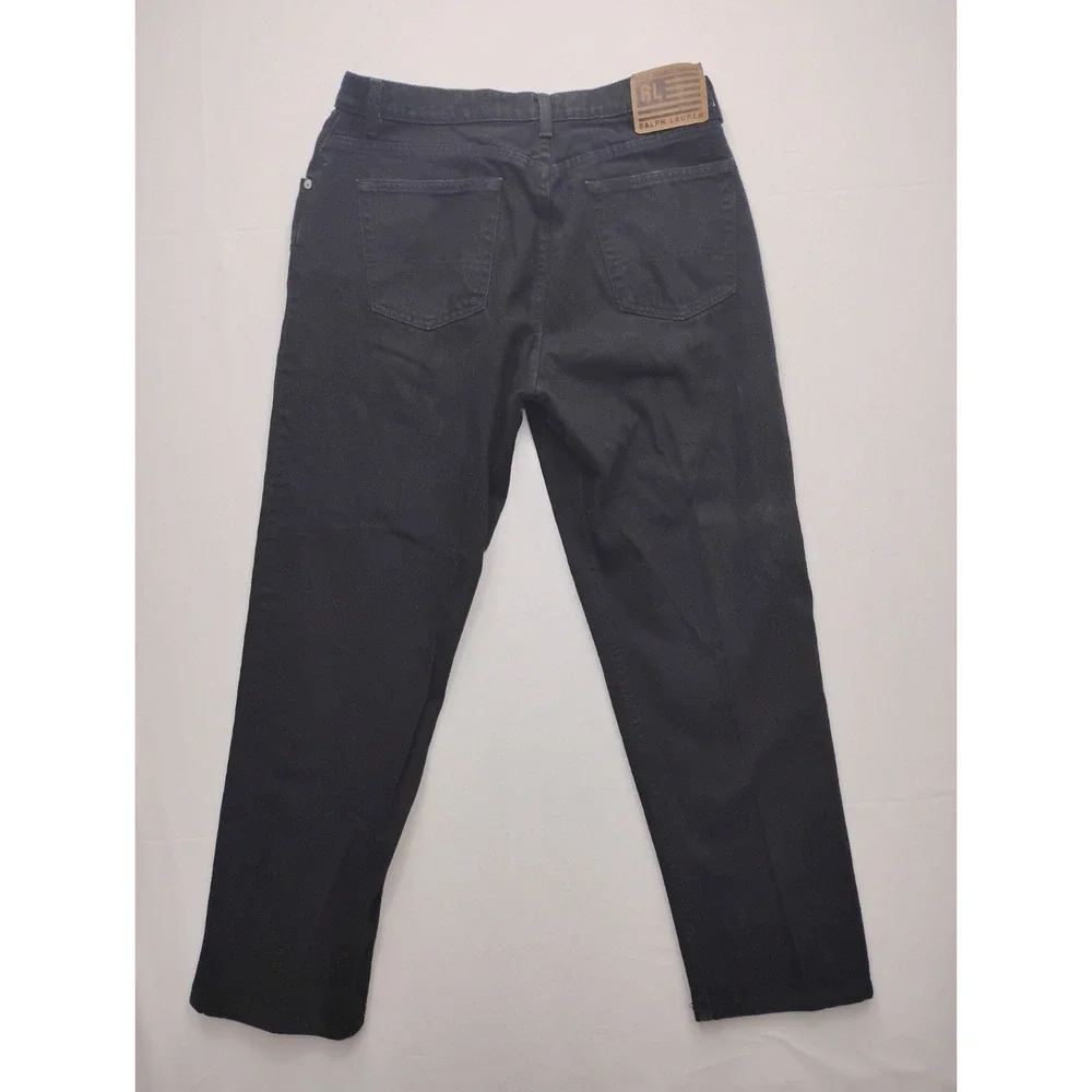 Polo Jeans Co Ralph Lauren Black Tapered Leg Jeans Vintage Relaxed 36x30